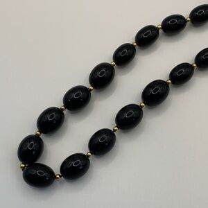 Monet Retro-Styled Black and Gold-tone Beaded Necklace